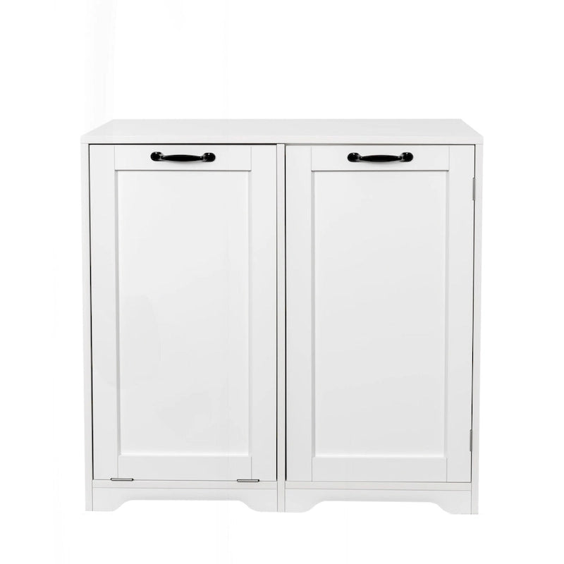 Laundry Room Cabinet Tilt-Out Hamper Adjustable Shelves Door-Mount Wire Basket Particle Board