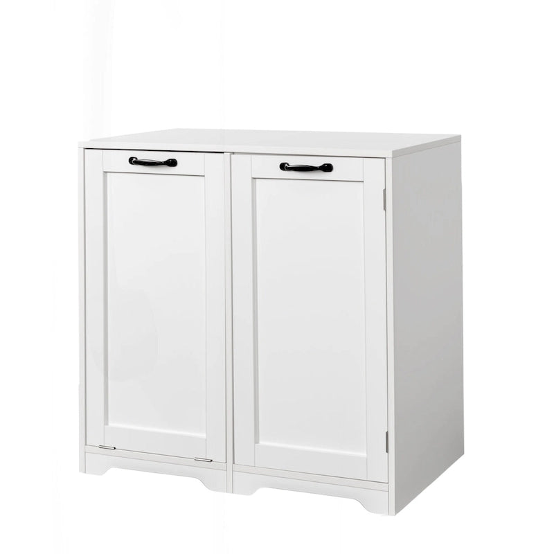 Laundry Room Cabinet Tilt-Out Hamper Adjustable Shelves Door-Mount Wire Basket Particle Board