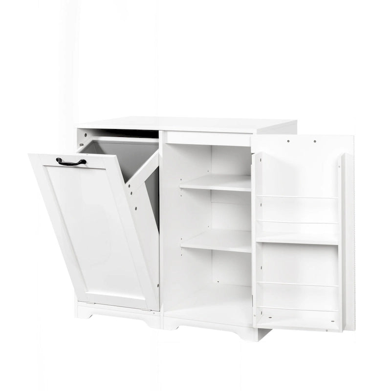 Laundry Room Cabinet Tilt-Out Hamper Adjustable Shelves Door-Mount Wire Basket Particle Board