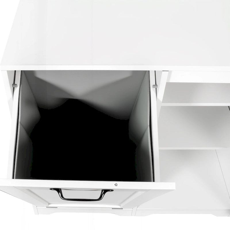 Laundry Room Cabinet Tilt-Out Hamper Adjustable Shelves Door-Mount Wire Basket Particle Board