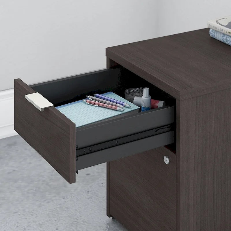 2 Drawer File Cabinet Pre-Assembled Box Drawer Lock Full Extension Slides Home Office