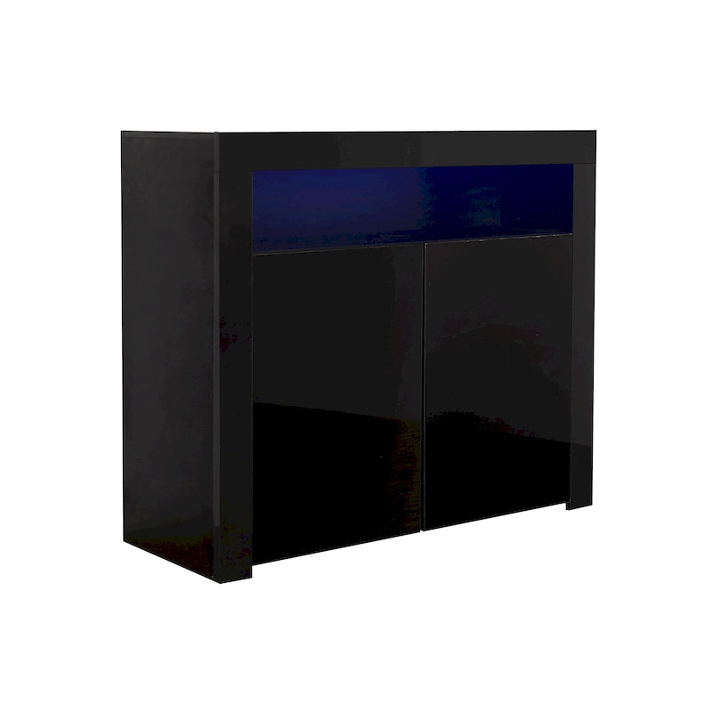 High Gloss Sideboard LED Backlit Open Display Shelf 2 Door Cabinet Remote Color Change