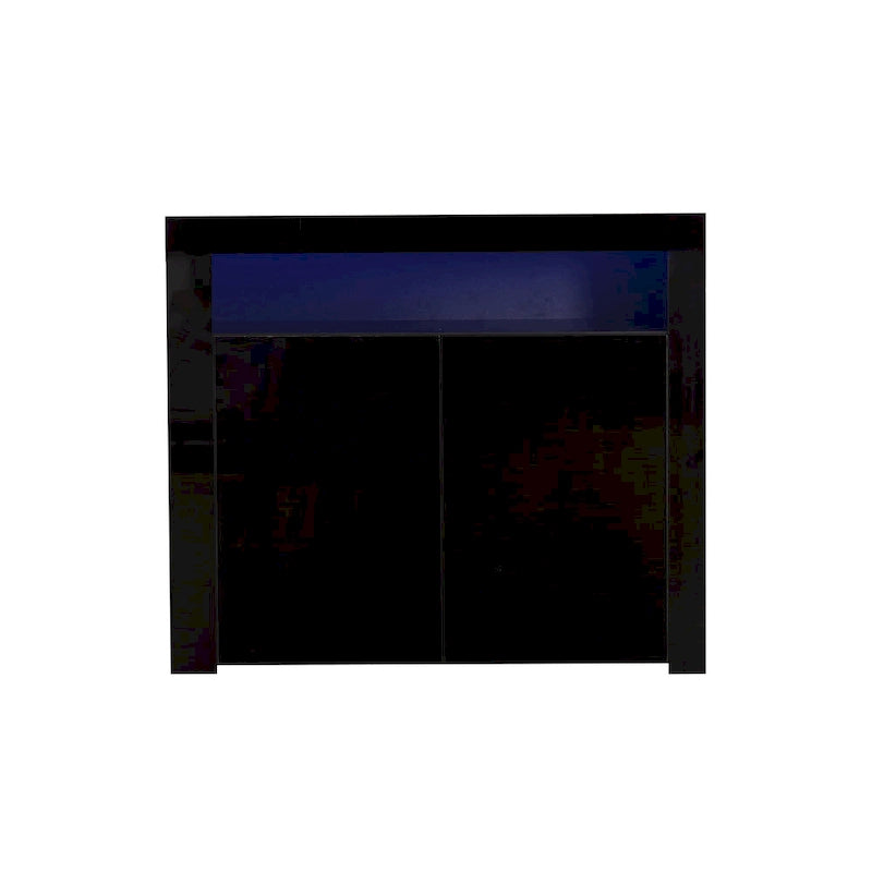 High Gloss Sideboard LED Backlit Open Display Shelf 2 Door Cabinet Remote Color Change