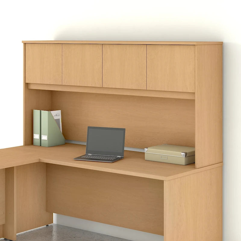 72W Office Desk Hutch 4 Door Laminate Storage Cabinet Wire Management Multiple Finishes
