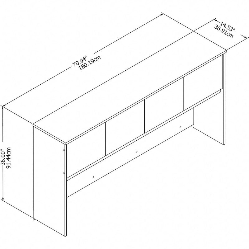 72W Office Desk Hutch 4 Door Laminate Storage Cabinet Wire Management Multiple Finishes
