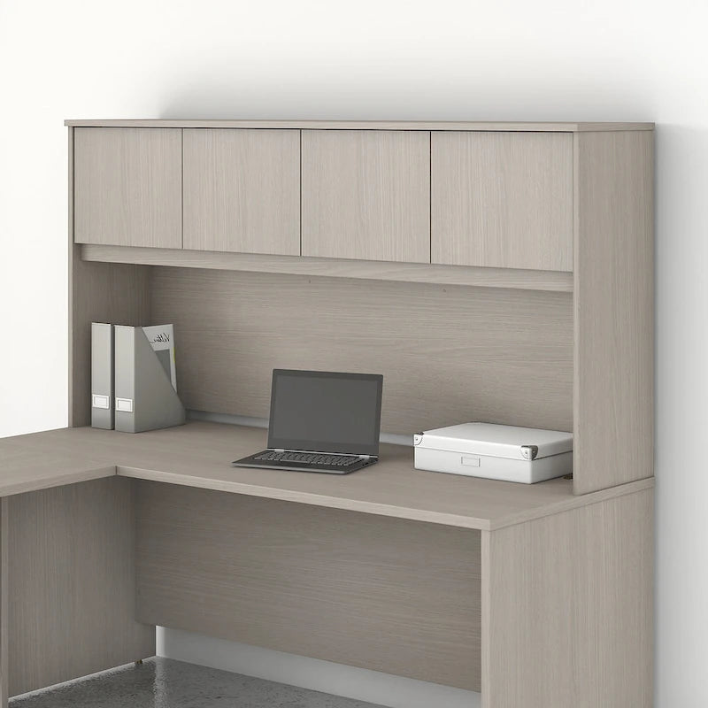 72W Office Desk Hutch 4 Door Laminate Storage Cabinet Wire Management Multiple Finishes