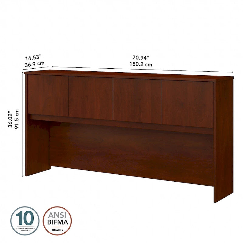 72W Office Desk Hutch 4 Door Laminate Storage Cabinet Wire Management Multiple Finishes