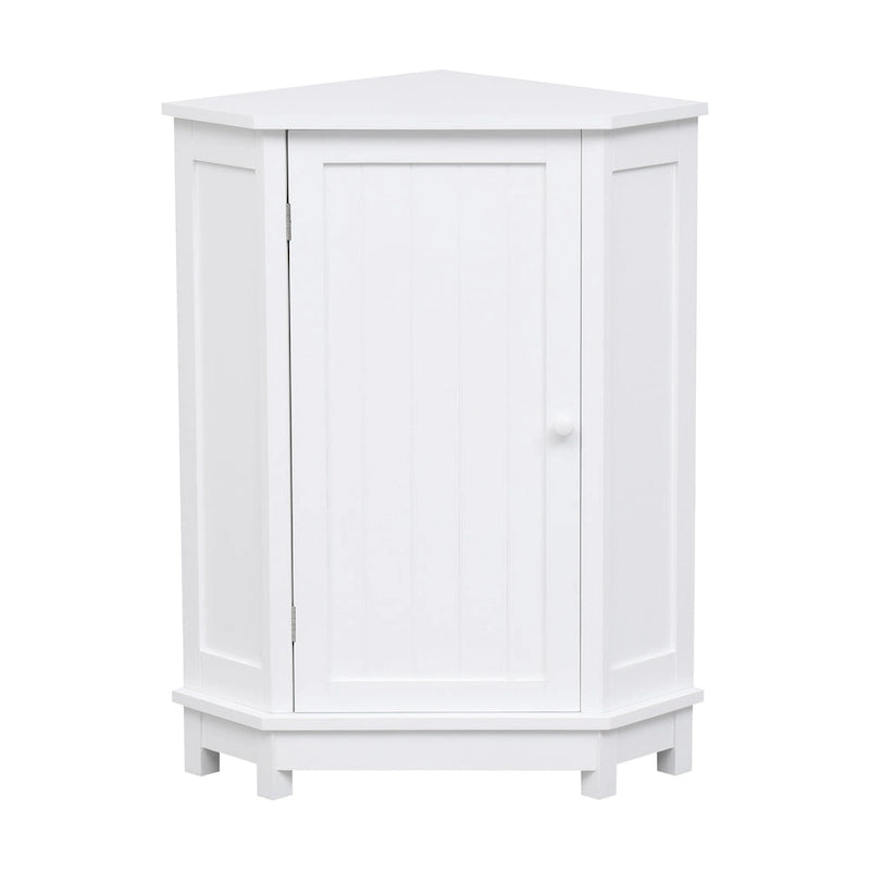 Corner Bathroom Cabinet Single Door 2 Interior Shelves Ceramic Knob Moisture Resistant MDF