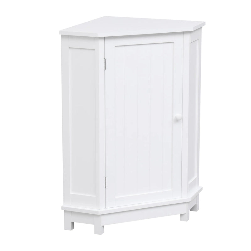 Corner Bathroom Cabinet Single Door 2 Interior Shelves Ceramic Knob Moisture Resistant MDF