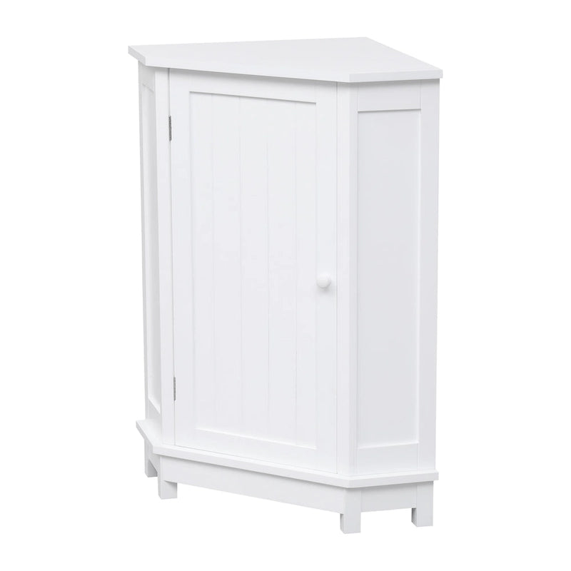 Corner Bathroom Cabinet Single Door 2 Interior Shelves Ceramic Knob Moisture Resistant MDF