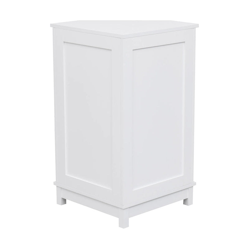 Corner Bathroom Cabinet Single Door 2 Interior Shelves Ceramic Knob Moisture Resistant MDF
