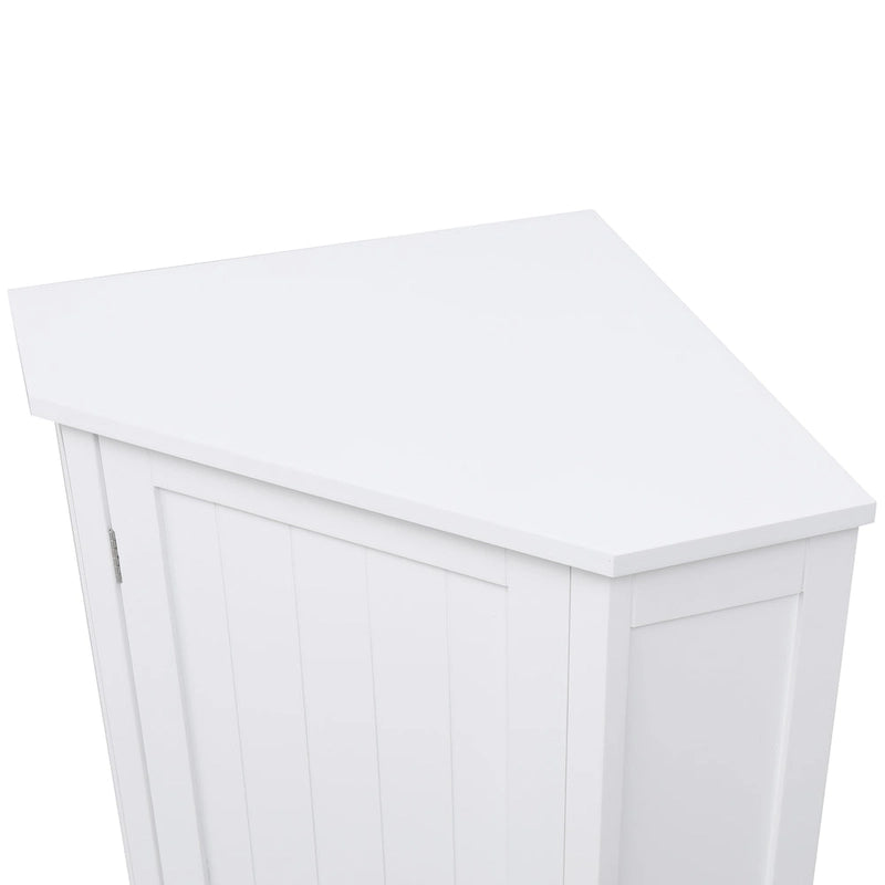 Corner Bathroom Cabinet Single Door 2 Interior Shelves Ceramic Knob Moisture Resistant MDF