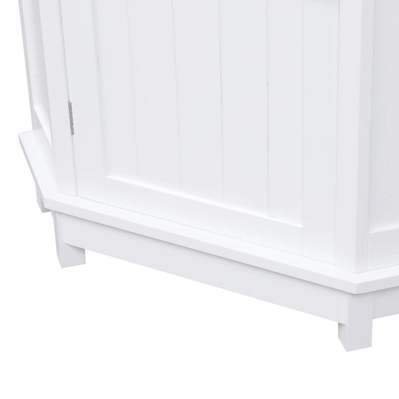 Corner Bathroom Cabinet Single Door 2 Interior Shelves Ceramic Knob Moisture Resistant MDF