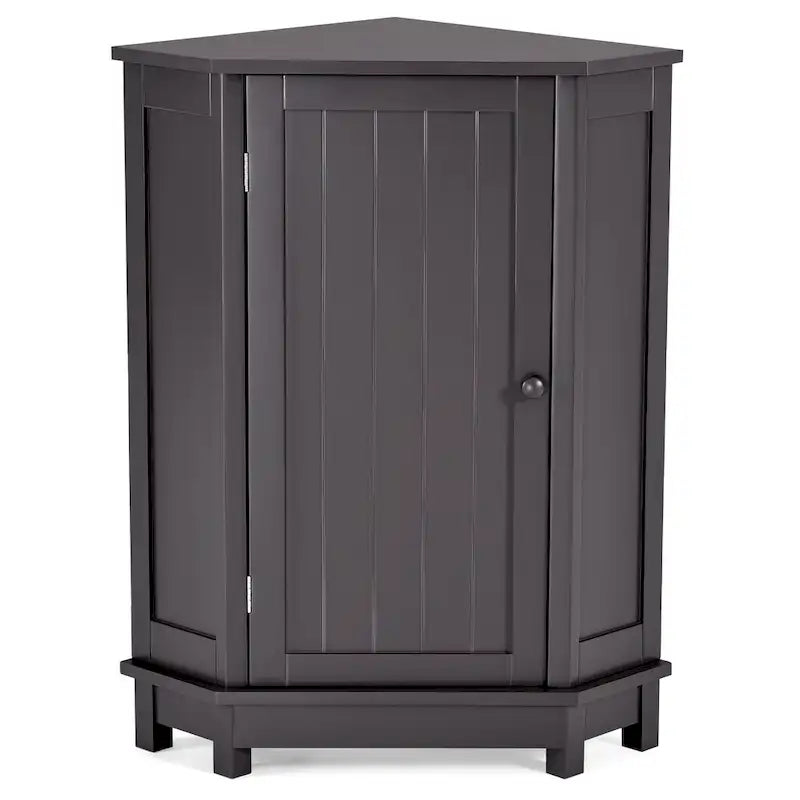 Corner Bathroom Cabinet Single Door 2 Interior Shelves Ceramic Knob Moisture Resistant MDF