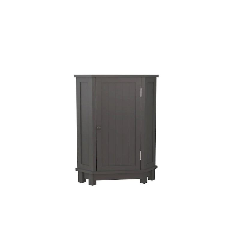 Corner Bathroom Cabinet Single Door 2 Interior Shelves Ceramic Knob Moisture Resistant MDF
