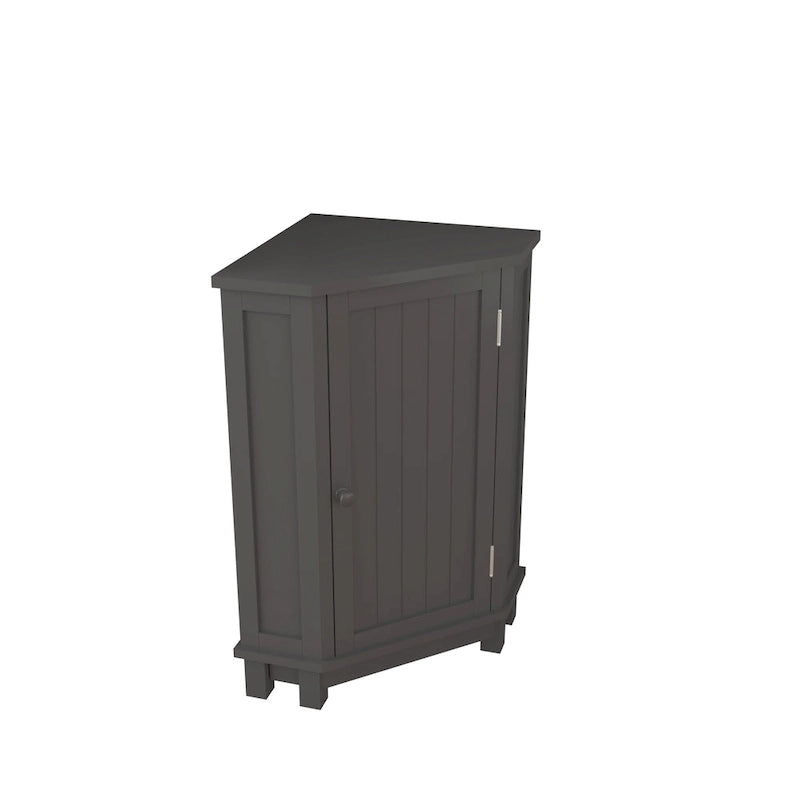 Corner Bathroom Cabinet Single Door 2 Interior Shelves Ceramic Knob Moisture Resistant MDF