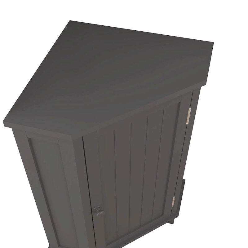 Corner Bathroom Cabinet Single Door 2 Interior Shelves Ceramic Knob Moisture Resistant MDF