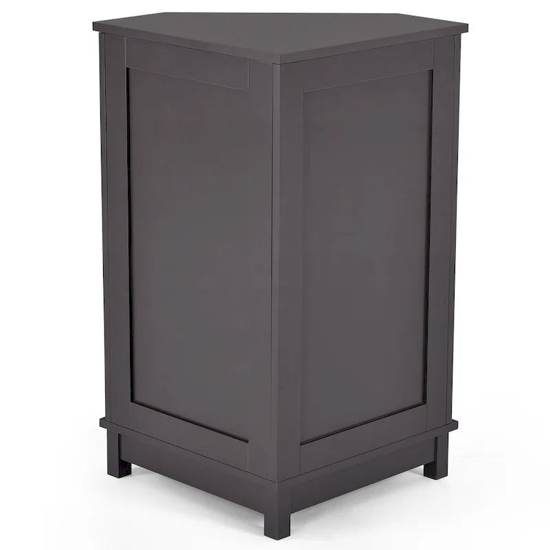 Corner Bathroom Cabinet Single Door 2 Interior Shelves Ceramic Knob Moisture Resistant MDF