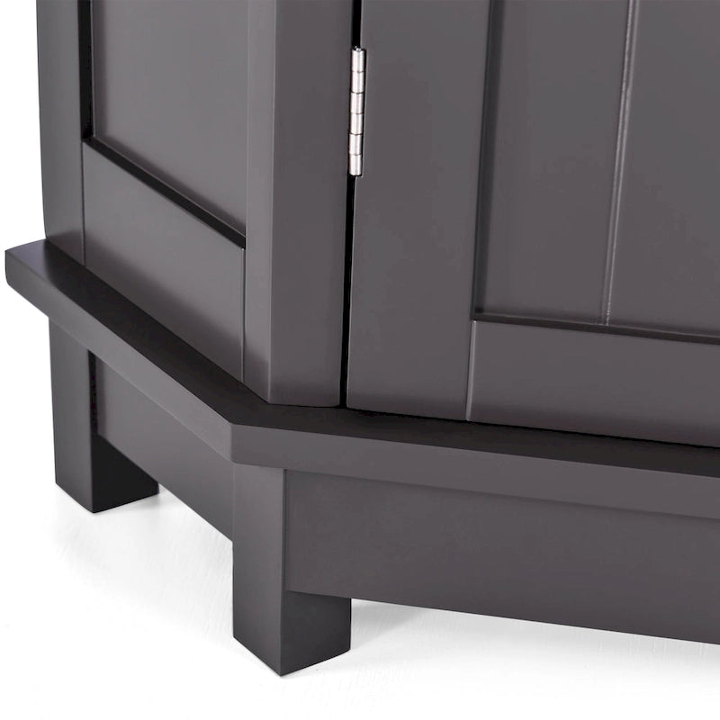 Corner Bathroom Cabinet Single Door 2 Interior Shelves Ceramic Knob Moisture Resistant MDF