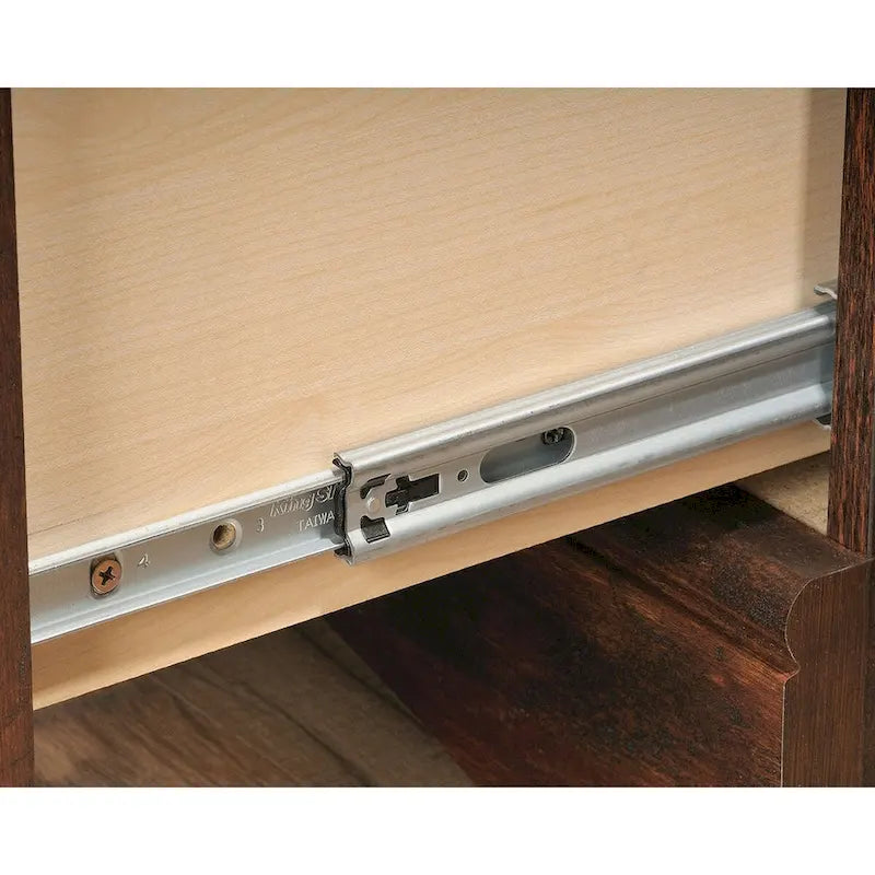 Lateral File Cabinet Open Cubby Shelves Locking File Drawer Full Extension Slides Rustic