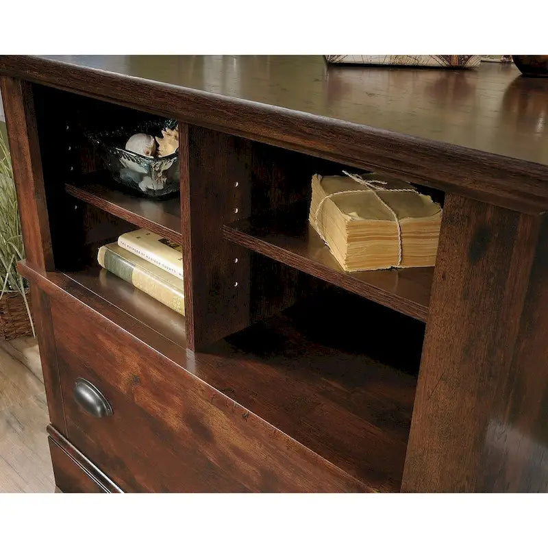 Lateral File Cabinet Open Cubby Shelves Locking File Drawer Full Extension Slides Rustic