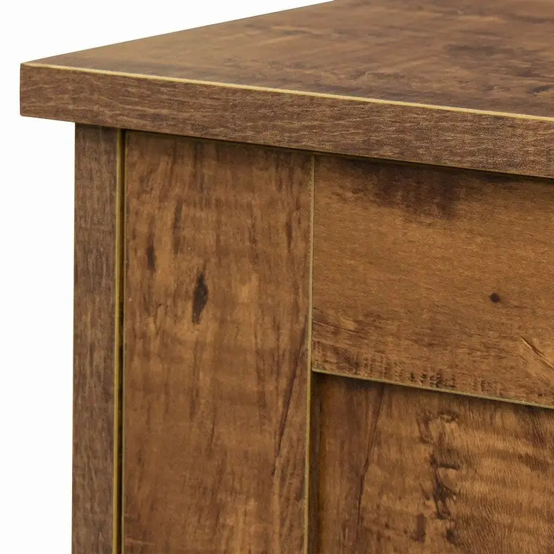 Rustic Brown Wood Sideboard Cabinet 3 Doors 2 Drawers Black Handles Storage