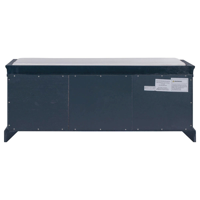 Entryway Storage Bench 2 Cabinet Doors 2 Drawers Removable Velvet Cushion Raised Panel Vintage