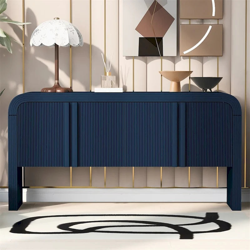 Striped Storage Cabinet with 4 Doors, Adjustable