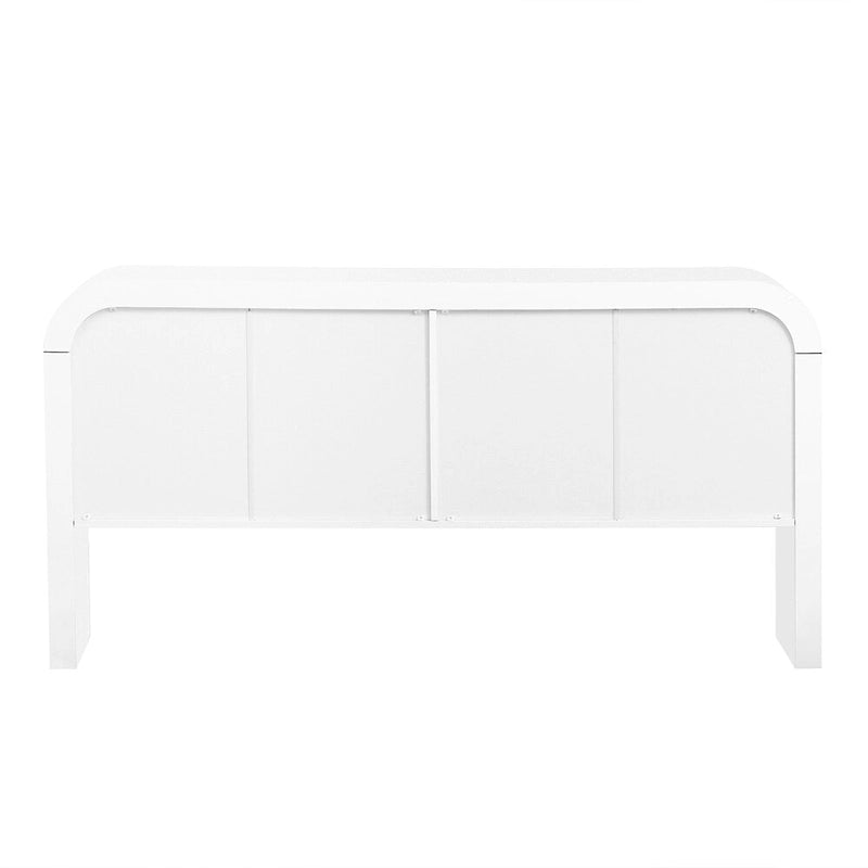 4 Door Sideboard Vertical Fluted Panel Push-Open Rounded Top MDF Pine Adjustable Shelf