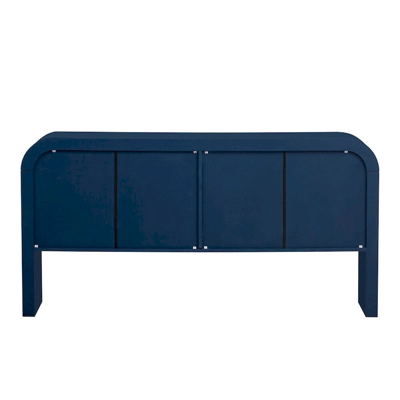4 Door Sideboard Vertical Fluted Panel Push-Open Rounded Top MDF Pine Adjustable Shelf