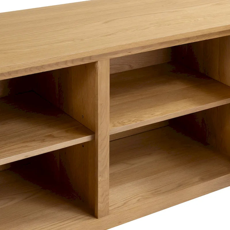 70 Inch Sideboard 3 Door Arched Cane Webbing Panel Solid White Oak Soft Close Cord Management