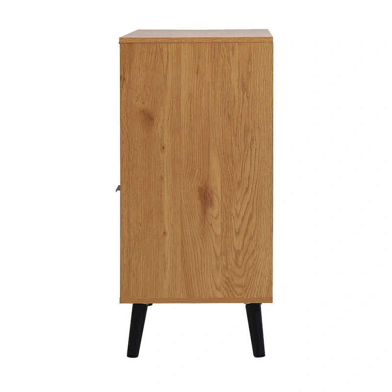 Mid-Century Sideboard 3 Drawers 1 Door Adjustable Shelf Tapered Legs Anti-Tip Particle Board