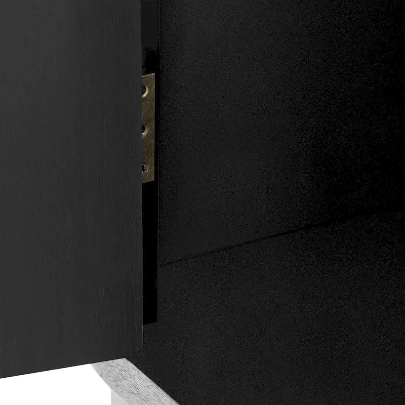 Sideboard 3 Door Vertical Fluted Panel Round Ring Pulls Rounded Top Corners Wood Veneer Cedar Legs