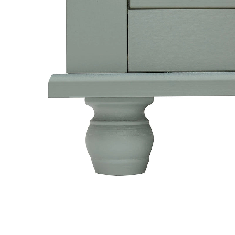Tall Bathroom Storage Cabinet Single Door 3 Shelf 2 Drawers Ball Feet Crown Molding MDF