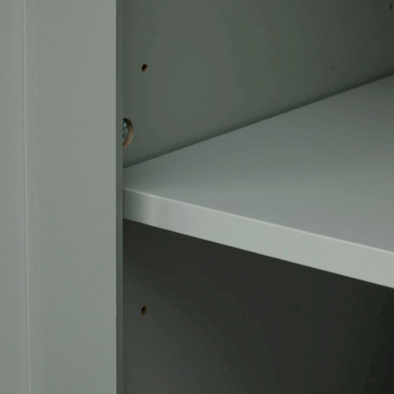 Tall Bathroom Storage Cabinet Single Door 3 Shelf 2 Drawers Ball Feet Crown Molding MDF